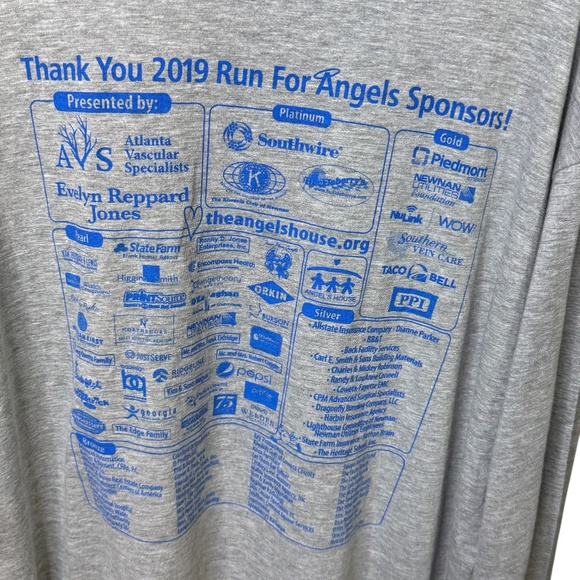 Run For Angels & Chicken Q 2/2/2019 Gray Long Sleeve Graphic Tee - Picture 6 of 12